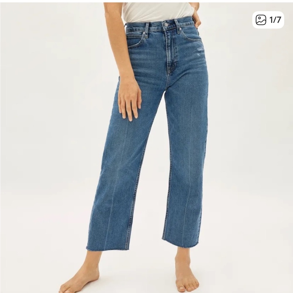 Everlane The Way High Jean women’s size 27 mid wash frayed hem